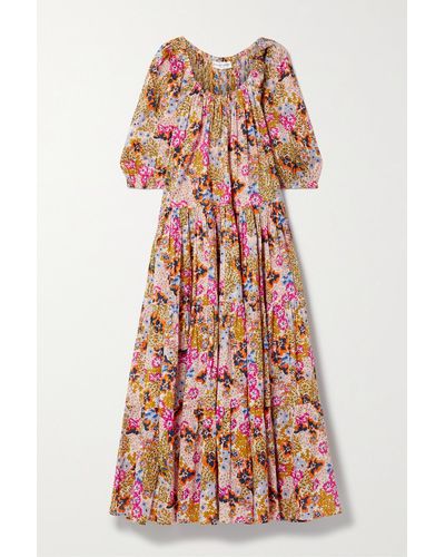 Apiece Apart + Net Sustain Tilton Tiered Floral-print Organic Cotton-voile Maxi Dress