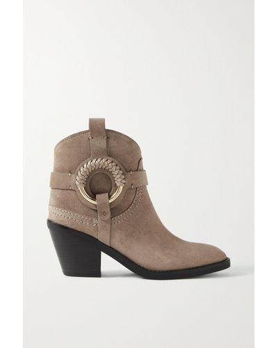 See By Chloé Hana Embellished Suede Ankle Boots - Brown