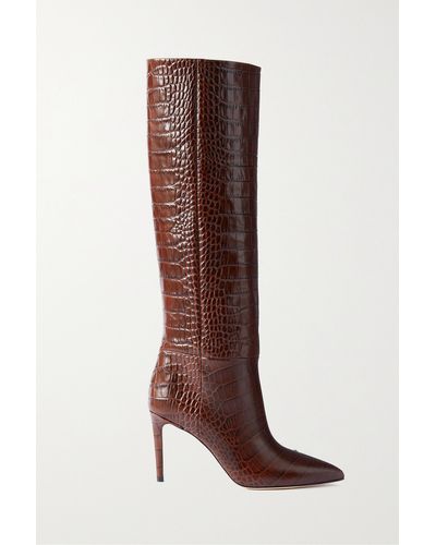 Paris Texas Leather Heeled Knee-High Boots - Brown