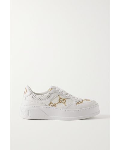 Gucci GG Canvas & Leather Trainer - White