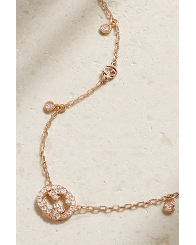 Gucci Interlocking G 18-karat Rose Gold Diamond Necklace - Natural