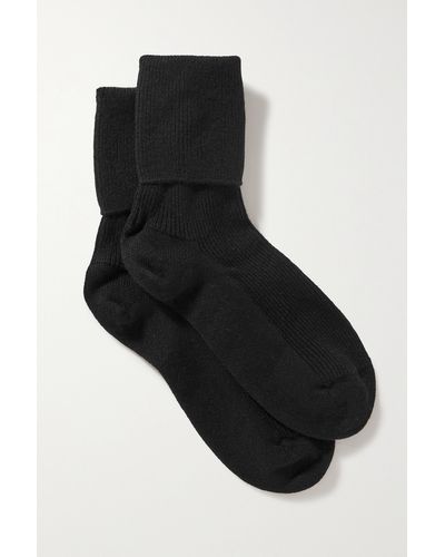 Johnstons of Elgin Ribbed Cashmere-blend Socks - Black