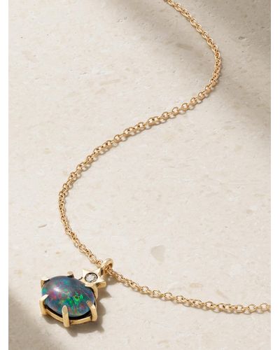 Andrea Fohrman Mini Cosmo 14-karat Gold, Opal And Diamond Necklace - White