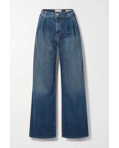 Nili Lotan Flora Pleated High-rise Wide-leg Jeans - Blue