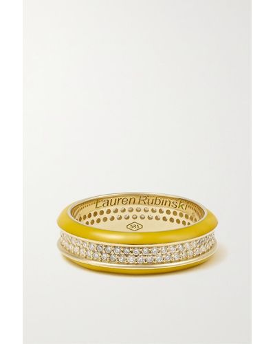 Lauren Rubinski Ring Aus 14 Karat Gold Mit Emaille Und Diamanten - Gelb