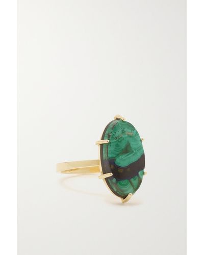 Andrea Fohrman 14-karat Gold Malachite Azurite Ring - Green