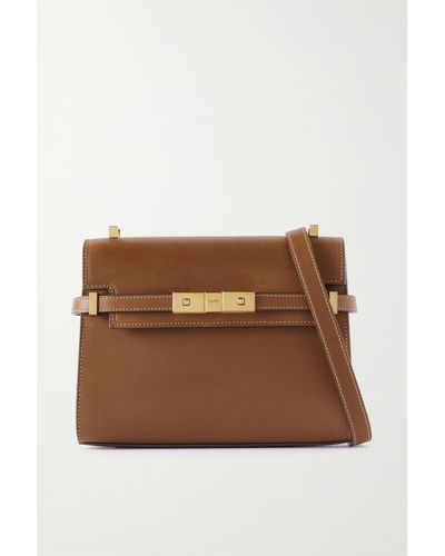 Saint Laurent Manhattan Mini Leather Shoulder Bag - Brown