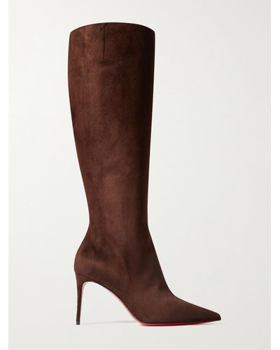 Christian Louboutin Kate Botta 85 Suede Knee Boots - Brown