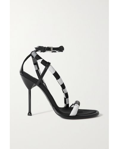 Emilio Pucci Patent-leather Trimmed Printed Shell Sandals - White