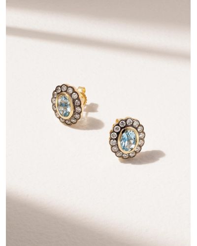 Marlo Laz Lexi 14-karat Yellow Gold, Aquamarine And Diamond Earrings - Natural