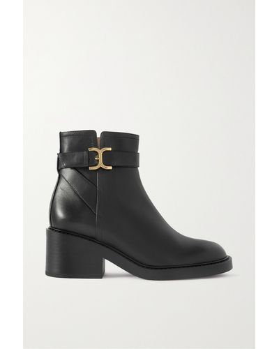 Chloé Marcie Buckled Leather Ankle Boots - Black