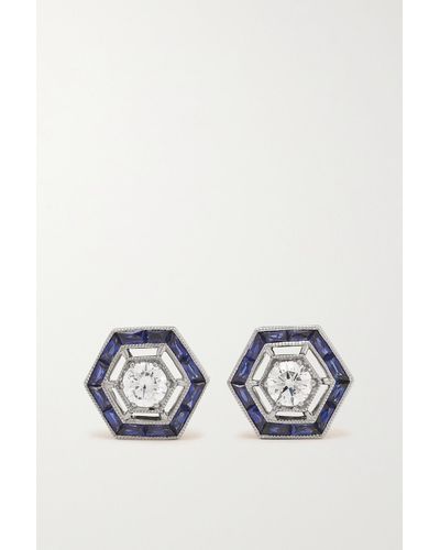 Fred Leighton Collection 18-karat White Gold, Sapphire And Diamond Earrings - Blue