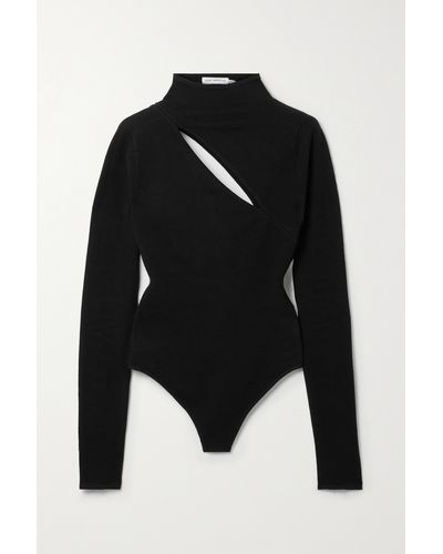 GOOD AMERICAN Cutout Stretch Cotton-blend Thong Bodysuit - Black