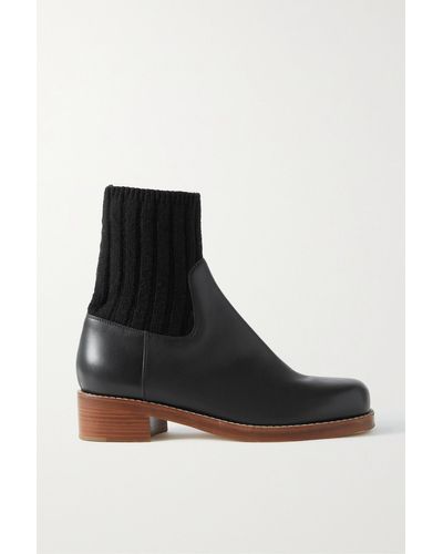 Gabriela Hearst Hobbes Chelsea Boots Aus Leder Mit Geripptem Kaschmirbesatz - Schwarz