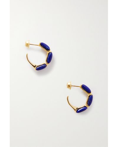 Fernando Jorge Oblong Small 18-karat Gold Lapis Lazuli Hoop Earrings - Blue