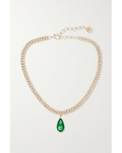 SHAY 18-karat Gold, Emerald And Diamond Choker - Green