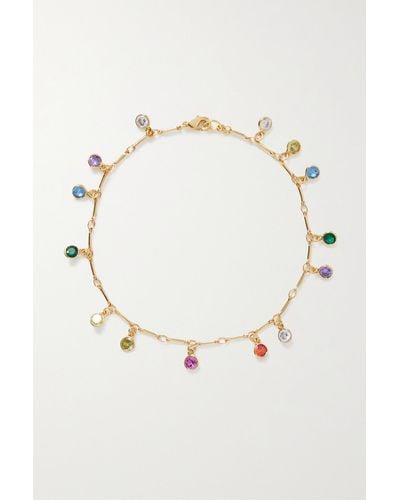 Roxanne Assoulin Rainbow Fringe Goldfarbenes Fußkettchen Mit Kristallen - Mehrfarbig