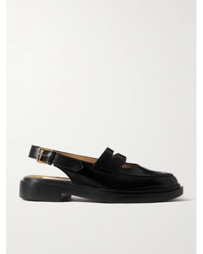 Thom Browne Cutout Leather Slingback Loafers - Black