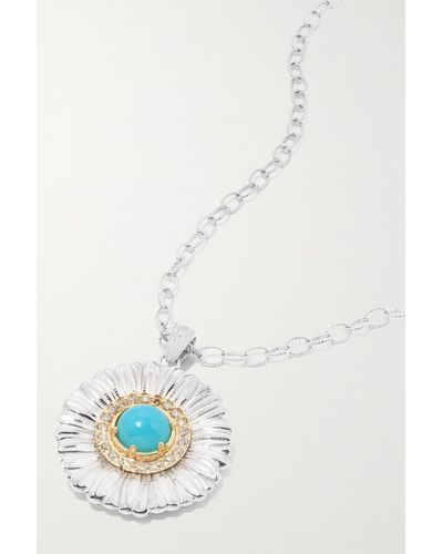 Buccellati Daisy Gold-plated Sterling Silver, Agate And Diamond Necklace - White
