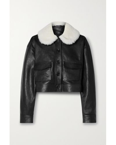 Proenza Schouler Judd Cropped Shearling-trimmed Leather Jacket - Black