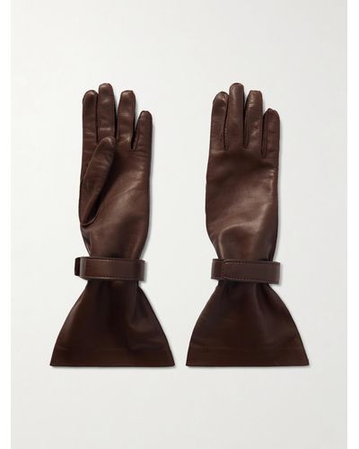 Saint Laurent Handschuhe Aus Leder - Braun