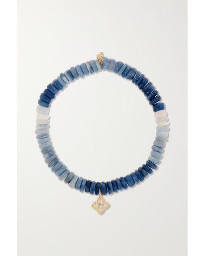Sydney Evan Mini Moroccan Flower 14-karat Gold, Opal, Pearl And Enamel Bracelet - Blue