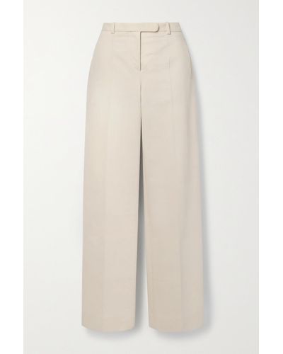 The Row Banew Pleated Cotton And Wool-blend Straight-leg Trousers - Natural