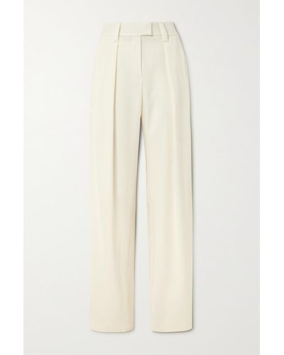 Brunello Cucinelli Pleated Twill Tapered Trousers - Natural