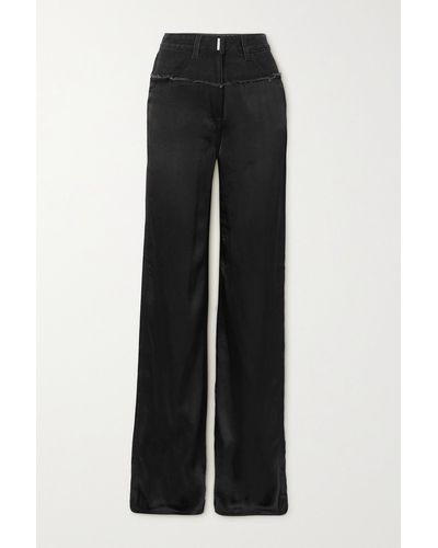 Givenchy Pantalon Droit En Satin Et En Jean Effet Vieilli - Noir