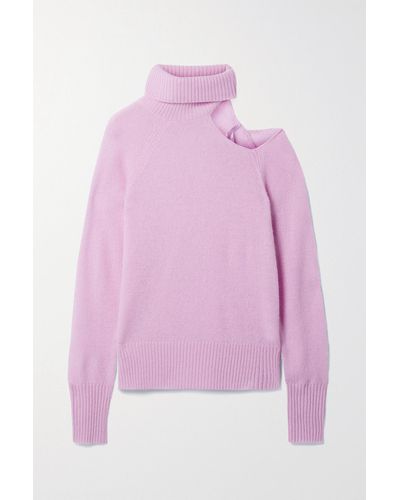 Skin Phoebe Cutout Cashmere Turtleneck Sweater - Purple