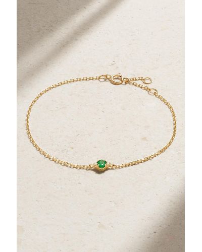 STONE AND STRAND Dainty Luxe Armband Mit Smaragd, Diamanten Und Details Aus 10 Karat Gold - Natur