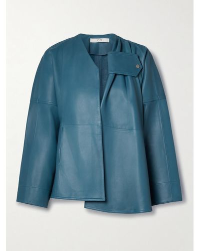 Co. Asymmetrische Jacke Aus Leder Mit Raffungen - Blau