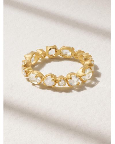Pippa Small Glimmer And Gleam Ring Aus 18 Karat Gold Mit Regenbogenmondsteinen Und Diamanten - Natur