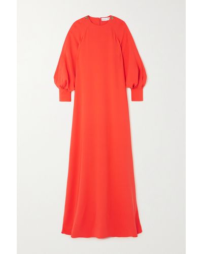 Oscar de la Renta Embellished Silk-blend Crepe Gown - Red