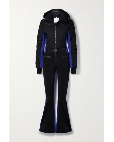 Erin Snow + Net Sustain Luna Hooded Belted Striped Eco Sporty Ski Suit - Blue