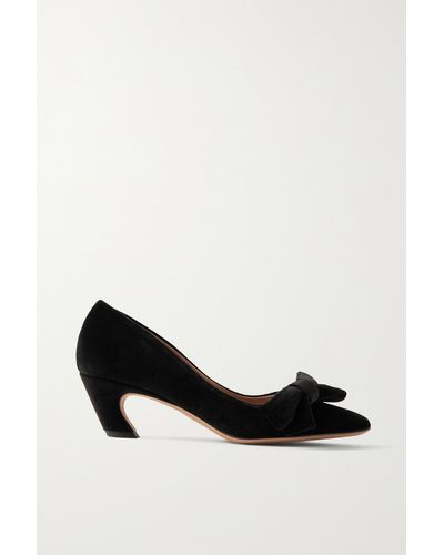 Chloé Oli Bow-detailed Velvet Court Shoes - Black