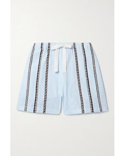 lemlem + Net Sustain Safia Striped Cotton-blend Shorts - Blue
