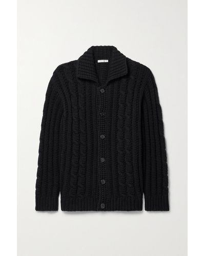 The Row Eleo Cable-knit Alpaca And Yak-blend Cardigan - Black