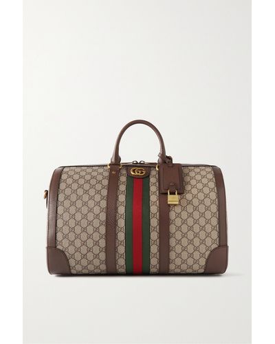 Gucci Ophidia Leather-trimmed Printed Coated-canvas Weekend Bag - Brown