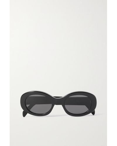 Celine Triomphe Oval-frame Acetate Sunglasses - Black