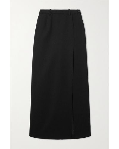 Balenciaga Wrap-effect Wool-gabardine Maxi Skirt - Black