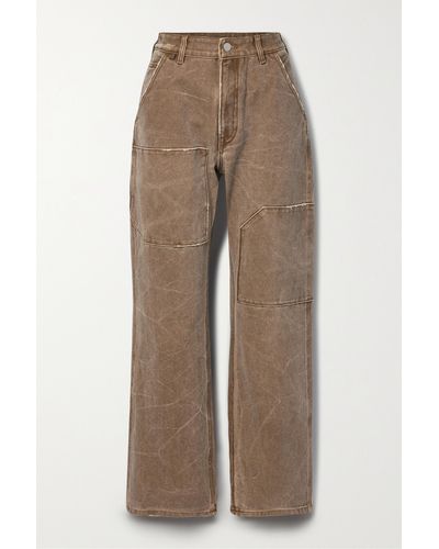 Acne Studios Distressed Cotton-canvas Trousers - Natural