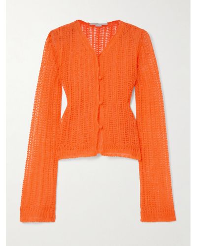 Stella McCartney + Net Sustain Open-knit Alpaca-blend Cardigan - Orange
