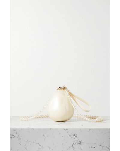 Simone Rocha Micro Egg Faux Pearl-embellished Acrylic Clutch - Natural