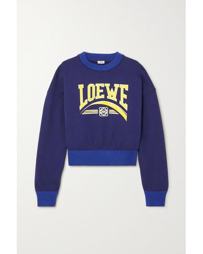 Loewe Verkürztes Sweatshirt Aus Baumwoll-jersey Mit Print - Blau