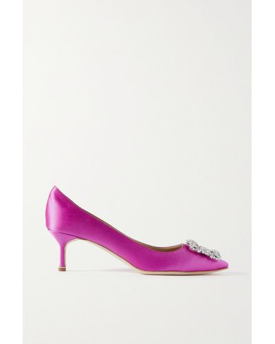 Manolo Blahnik Hangisi 50 Embellished Satin Court Shoes - Pink