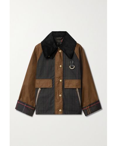 Barbour Catton Spey Corduroy-trimmed Checked Waxed-cotton Jacket - Brown