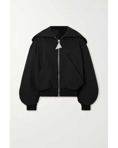 The Attico Hooded Oversized Wool-twill Bomber Jacket - Black