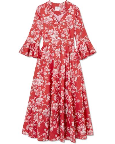 Gül Hürgel Robe En Coton à Imprimé Fleuri Et à Ceinture Rita - Rouge