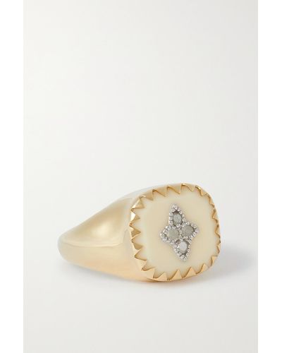 Pascale Monvoisin Pierrot 9-karat Gold, Bakelite And Diamond Signet Ring - Natural